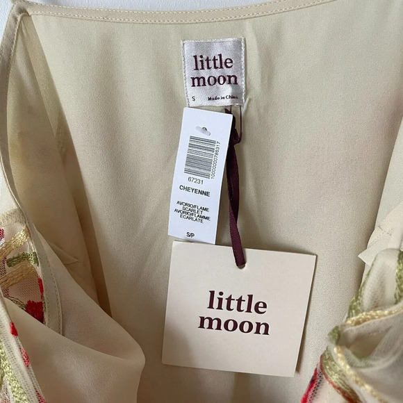 Aritzia Little Moon Cheyenne Floral Mini Dress NWT Cream Red Size Small - Picture 8 of 9